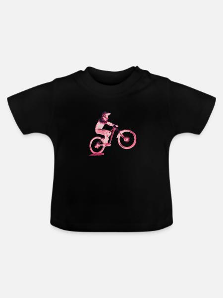 Mountainbiken bergab - Baby Bio-T-Shirt mit Rundhals - Schwarz
