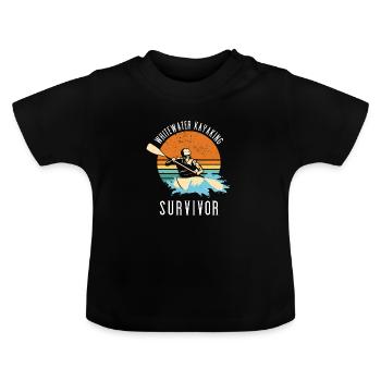 Whitewater Kayaking Survivor - Baby Organic T-Shirt with Round Neck - black - Front