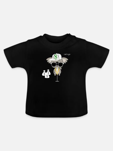 Koala am Mic - Baby Bio-T-Shirt mit Rundhals - Schwarz