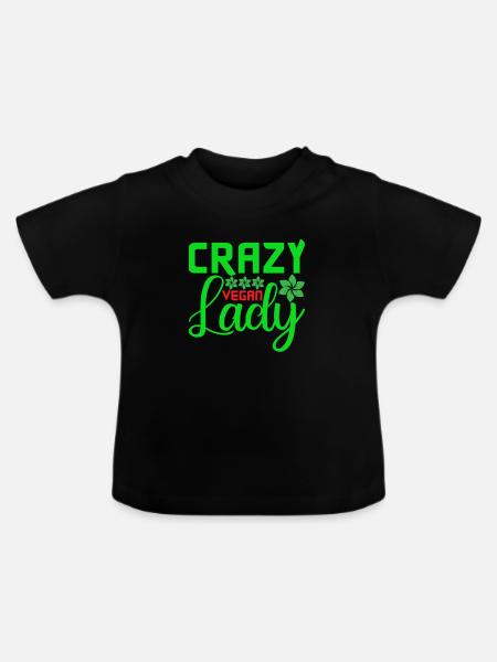 Crazy Vegan Lady - Baby Bio-T-Shirt mit Rundhals - Schwarz