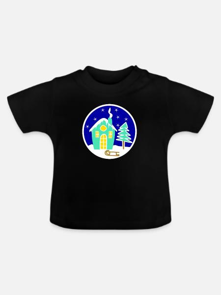 Winterlandschaft - Baby Bio-T-Shirt mit Rundhals - Schwarz