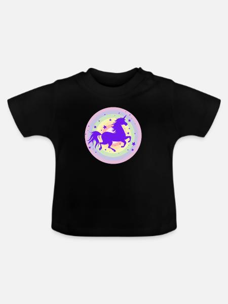 Laufende Einhorn Silhouette - Baby Bio-T-Shirt mit Rundhals - Schwarz