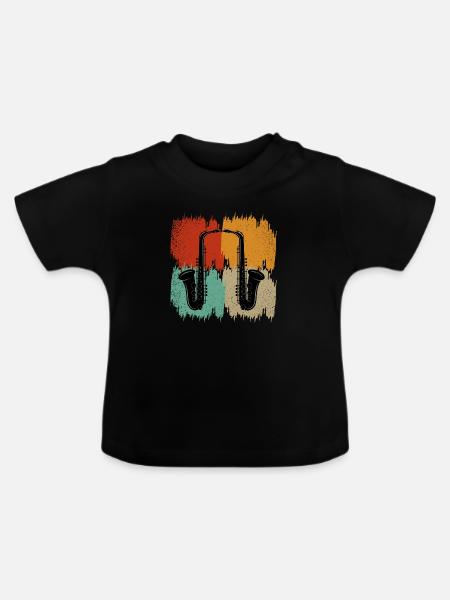 Saxophon retro - Baby Bio-T-Shirt mit Rundhals - Schwarz