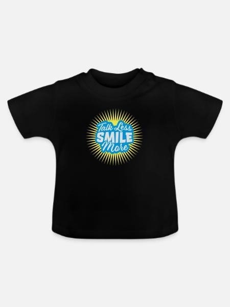 talk less smile more - Baby Bio-T-Shirt mit Rundhals - Schwarz