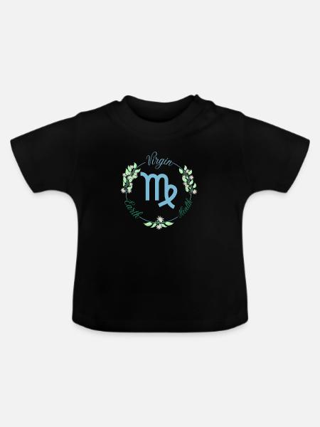 Sternzeichen Jungfrau - Baby Bio-T-Shirt mit Rundhals - Schwarz
