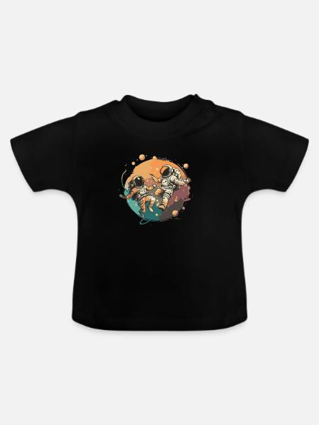 Astronauten - Baby Bio-T-Shirt mit Rundhals - Schwarz