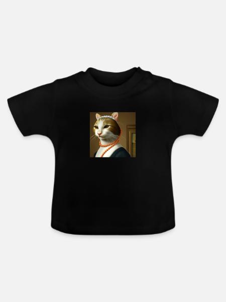 Cat Art History - Baby Bio-T-Shirt mit Rundhals - Schwarz