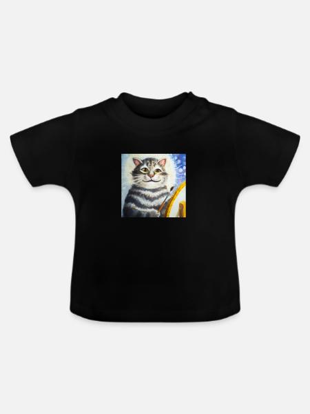 Cat Art History - Baby Bio-T-Shirt mit Rundhals - Schwarz