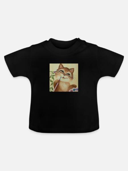 Cat Art History - Baby Bio-T-Shirt mit Rundhals - Schwarz