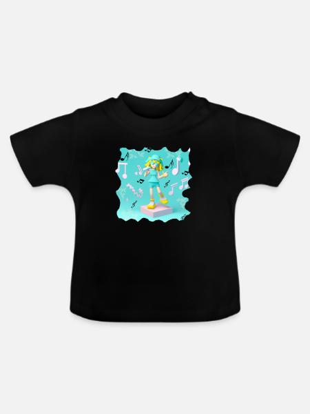 LUSTIGE MUSIK ILLUSTRATION MÄDCHEN 5 - Baby Bio-T-Shirt mit Rundhals - Schwarz