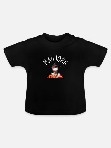 Cats Playing Mahjong - Baby Bio-T-Shirt mit Rundhals - Schwarz