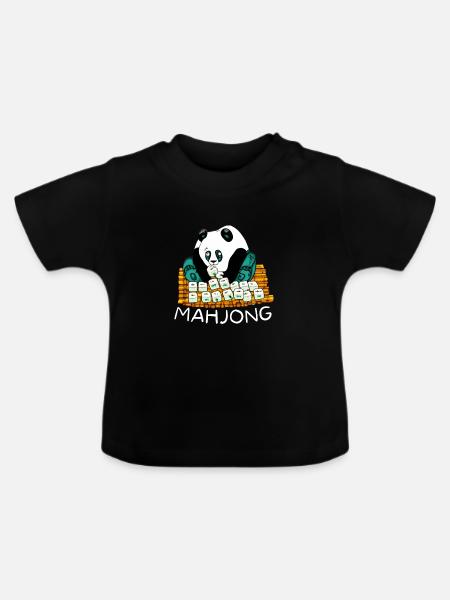 Cats Playing Mahjong - Baby Bio-T-Shirt mit Rundhals - Schwarz