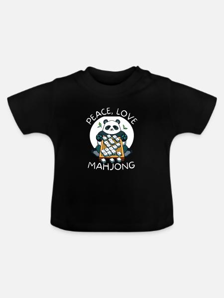 Cats Playing Mahjong - Baby Bio-T-Shirt mit Rundhals - Schwarz