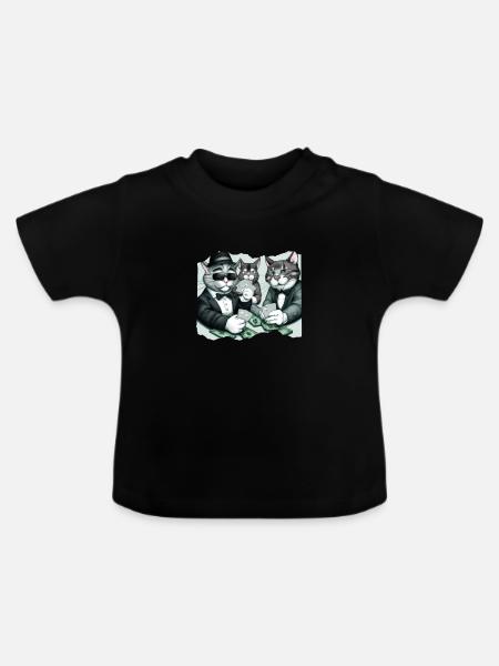 Cats Playing Cards - Baby Bio-T-Shirt mit Rundhals - Schwarz