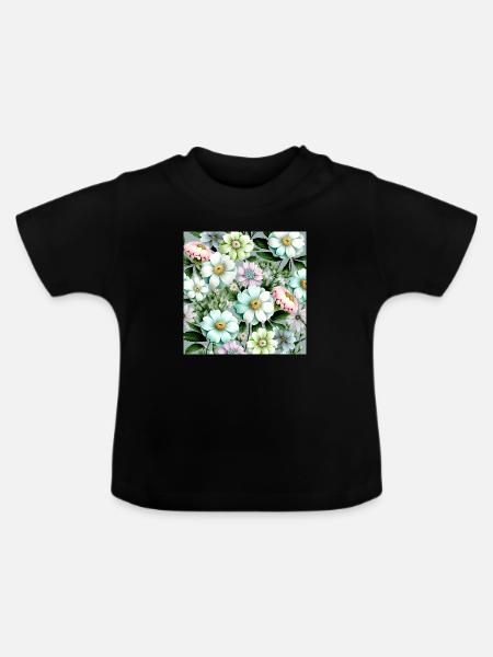 Floral Design 28 - Baby Bio-T-Shirt mit Rundhals - Schwarz