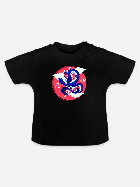 Dragon rise up - Baby Bio-T-Shirt mit Rundhals - Schwarz