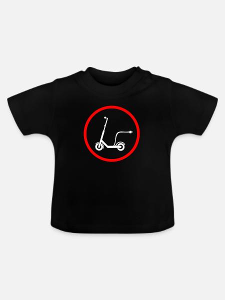 E-Scooter E-Roller Scooter - Baby Bio-T-Shirt mit Rundhals - Schwarz