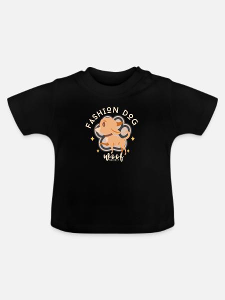 Ziegenmode-Hund Wuff - Baby Bio-T-Shirt mit Rundhals - Schwarz