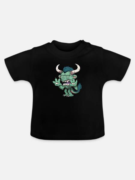 Grünes Monster - Baby Bio-T-Shirt mit Rundhals - Schwarz