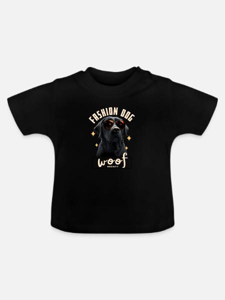 Dog Glam-Sonnenbrille - Baby Bio-T-Shirt mit Rundhals - Schwarz