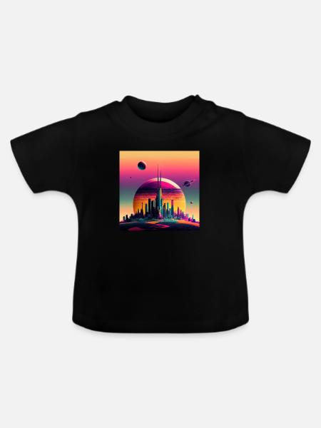 Kolonisation des Saturn - Baby Bio-T-Shirt mit Rundhals - Schwarz