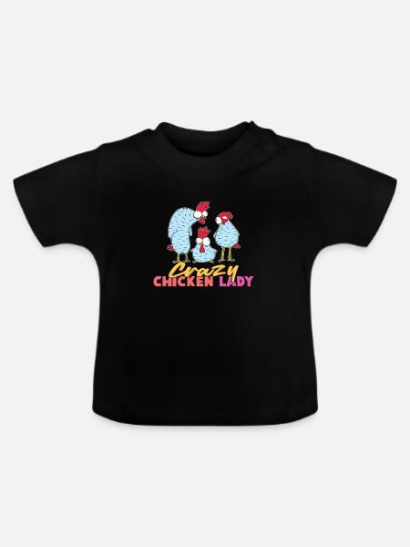 Crazy Chicken Lady - Baby Bio-T-Shirt mit Rundhals - Schwarz