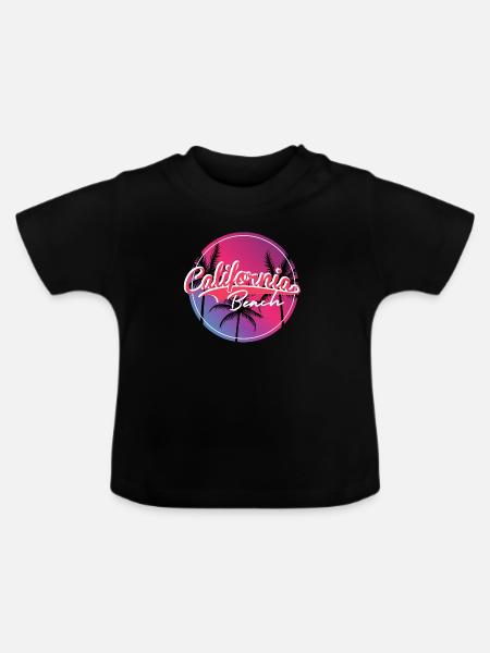 California Beach Neon-Schrift - Baby Bio-T-Shirt mit Rundhals - Schwarz