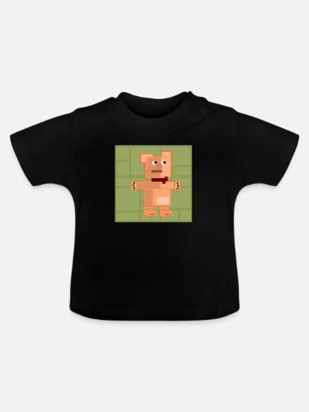 PixelArt Bär - Baby Bio-T-Shirt mit Rundhals - Schwarz