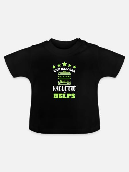 Swiss Cheese Fondue Raclette - Baby Bio-T-Shirt mit Rundhals - Schwarz