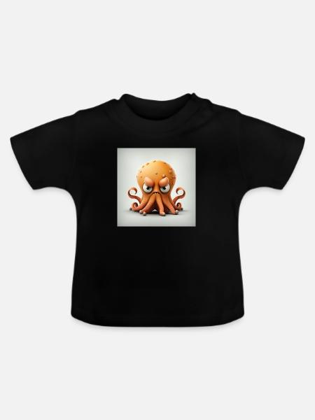 Verärgerte Krake Geschenk - Baby Bio-T-Shirt mit Rundhals - Schwarz