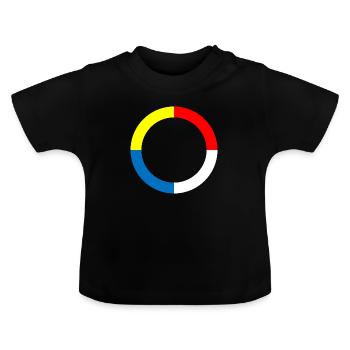 Red-White-Blue-Yellow - Baby Organic T-Shirt with Round Neck - black - Front