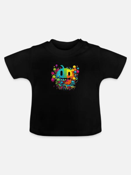 Arcade Neon Gaming Monster - Baby Bio-T-Shirt mit Rundhals - Schwarz
