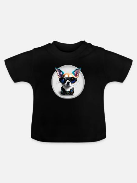Chihuahua futuristisch - Baby Bio-T-Shirt mit Rundhals - Schwarz