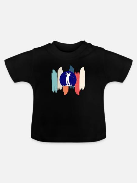 Retro-Regenbogengolf - Baby Bio-T-Shirt mit Rundhals - Schwarz