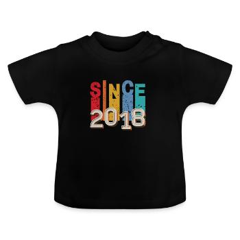 Since 2018 retro - Baby Organic T-Shirt with Round Neck - black - Front