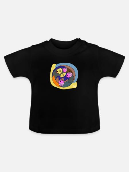 Fisch 3 - Baby Bio-T-Shirt mit Rundhals - Schwarz