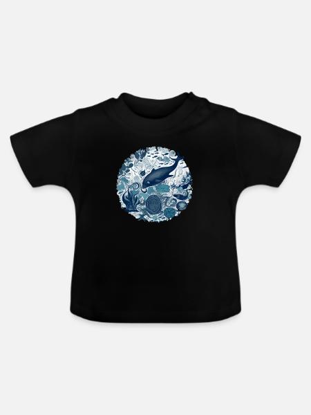 Wunder des Ozeans - Baby Bio-T-Shirt mit Rundhals - Schwarz