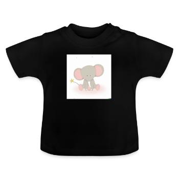 Illustrations d’animaux pour enfants bébé éléphant - T-shirt bio col rond Bébé - noir - Devant