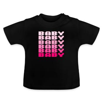 BABY Schriftzug Retro Gaming 8bit - Baby Bio-T-Shirt mit Rundhals - Schwarz - Vorne
