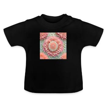 Flowering love - Baby Organic T-Shirt with Round Neck - black - Front