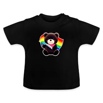PRIDE MONTH RAINBOW BEAR - Baby Organic T-Shirt with Round Neck - black - Front