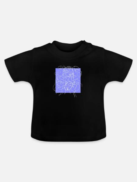 Gesichtslinie lila - Baby Bio-T-Shirt mit Rundhals - Schwarz