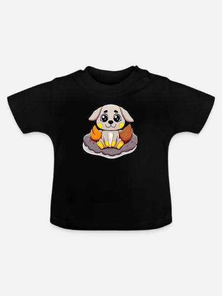 Miko der lustige Hund - Baby Bio-T-Shirt mit Rundhals - Schwarz