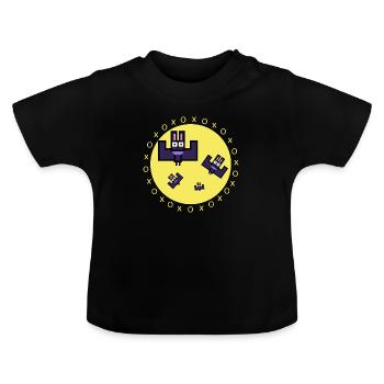 Bats with Moon - Baby Organic T-Shirt with Round Neck - black - Front