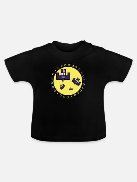 Fledermäuse mit Mond - Baby Bio-T-Shirt mit Rundhals - Schwarz