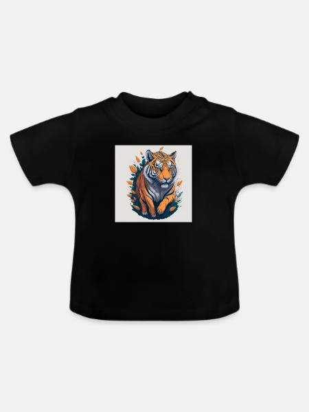 Laufender Tiger - Baby Bio-T-Shirt mit Rundhals - Schwarz