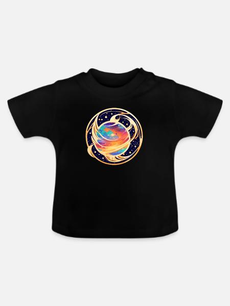 Planet verschlungen - Baby Bio-T-Shirt mit Rundhals - Schwarz