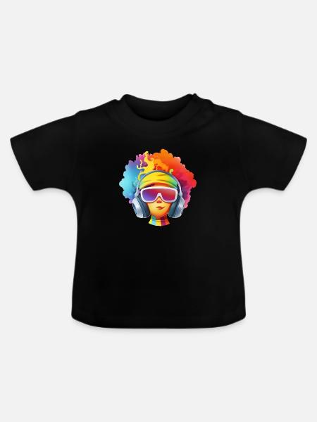izup2u Disco Summer Girl - Baby Bio-T-Shirt mit Rundhals - Schwarz