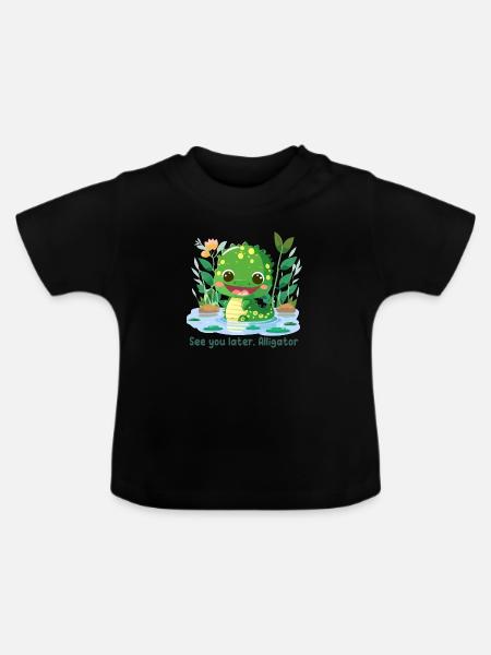 Bis später, Alligator - Baby Bio-T-Shirt mit Rundhals - Schwarz
