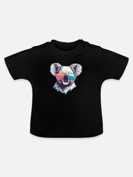 Timy, der bebrillte Koala - Baby Bio-T-Shirt mit Rundhals - Schwarz
